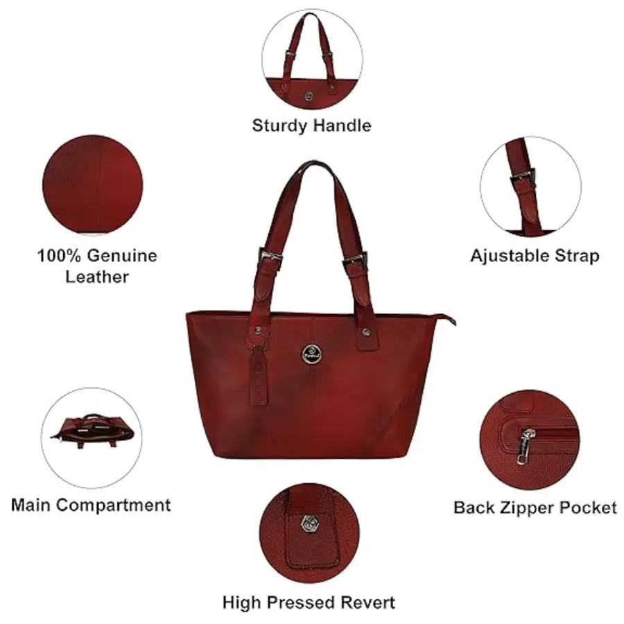 Thumbnail: Elegant Maroon Leather Tote Bag