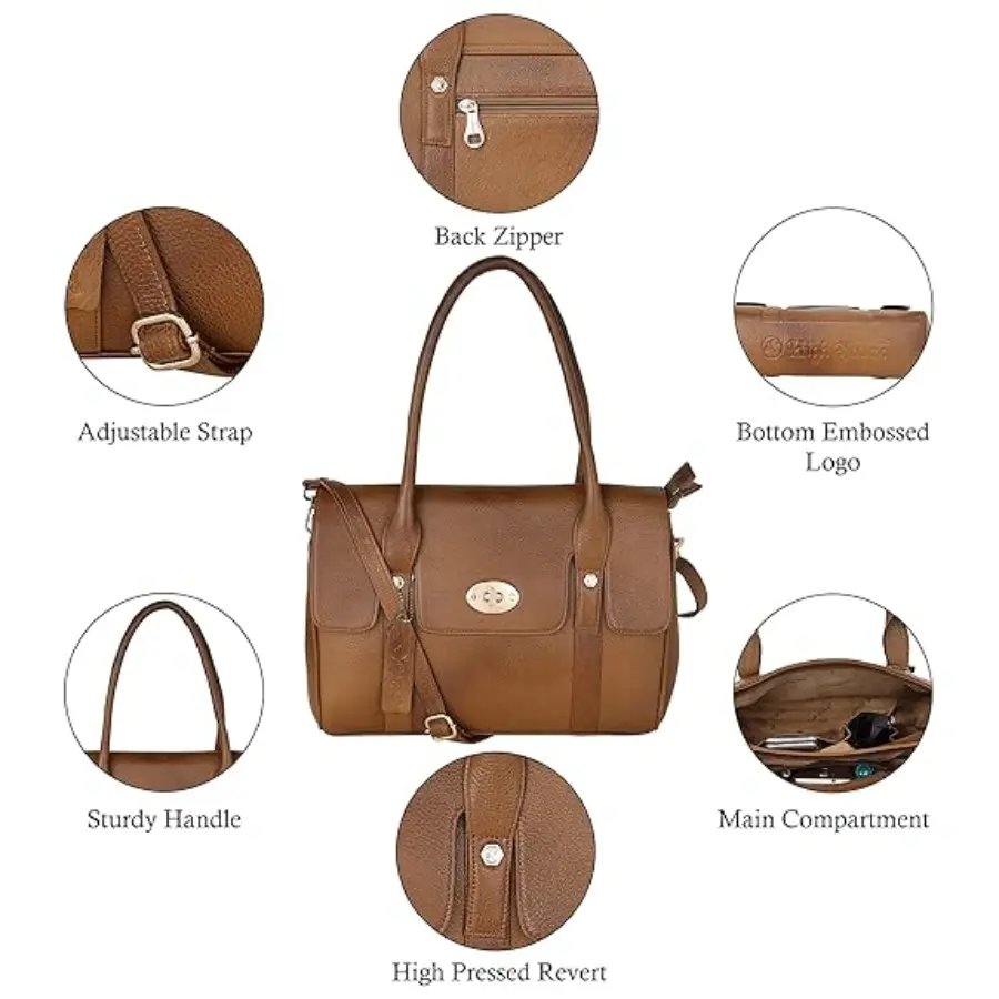 Thumbnail: Elegant Beige Leather Handbag Timeless Craftsmanship