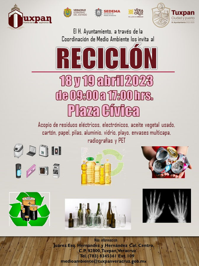 Gobierno de Tuxpan invita a participar en el “RECICLÓN 2023”