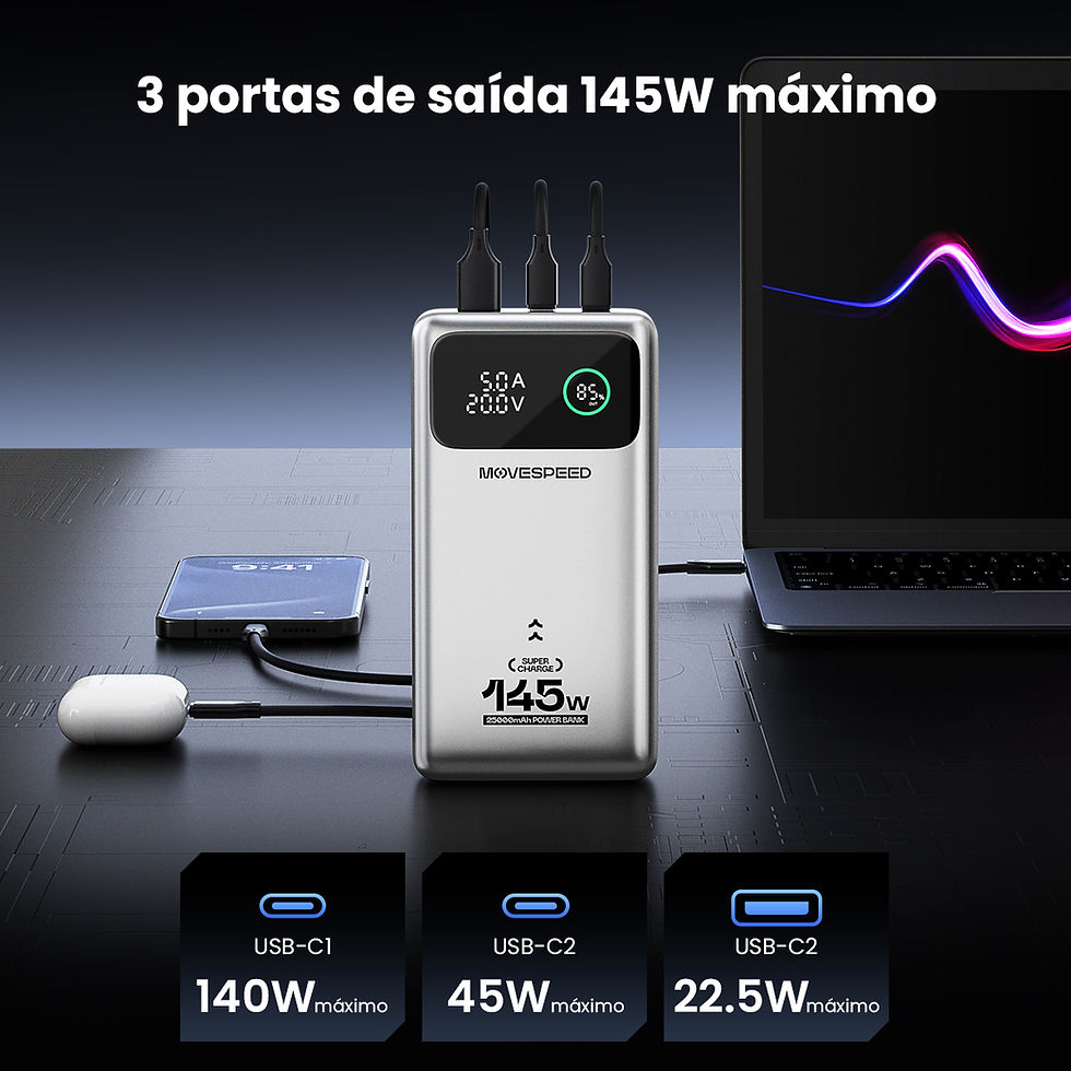 Miniatura: M25Pro Power Bank 140W 25000mAh com PD 3.1 Carregamento Rápido Bateria Externa