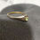 Thumbnail: Vintage Gold-Tone Ring with Green Stone – Stamped Band