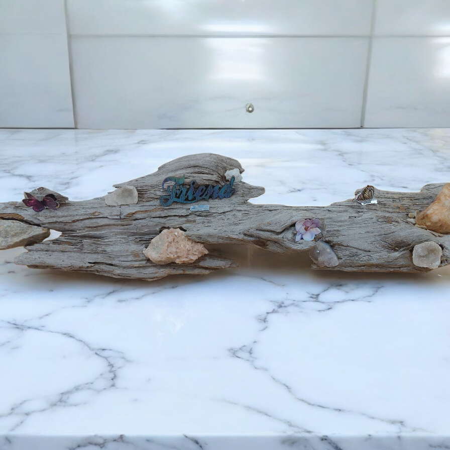 "Friends" Driftwood Crystal Decor