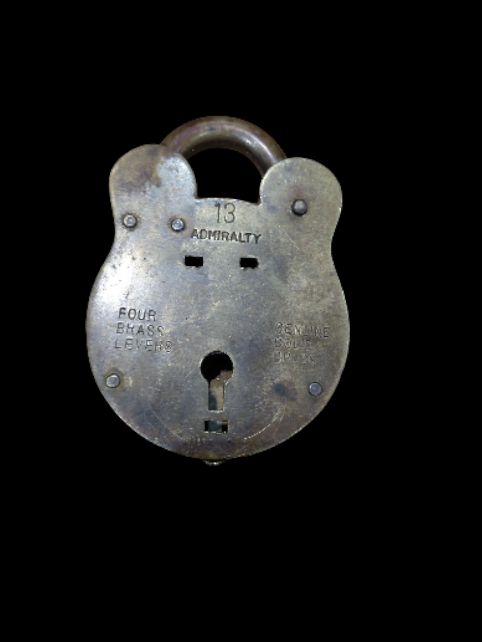 Vintage Brass Admiralty Padlock – Four Brass Levers, No Key