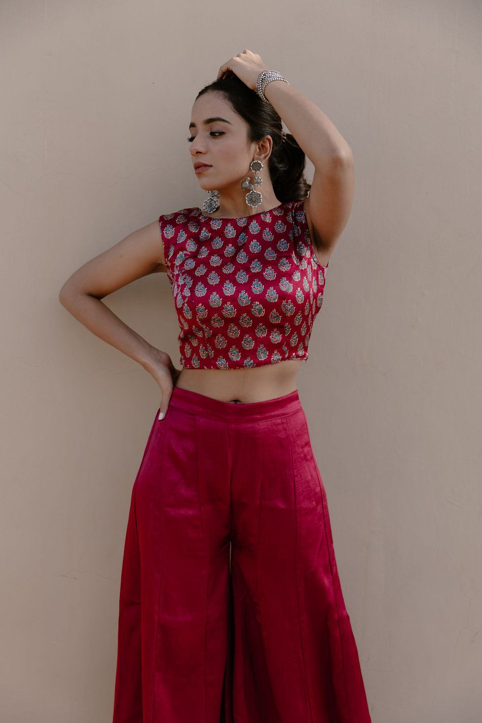 Thumbnail: Maroon Crop top Palazzo