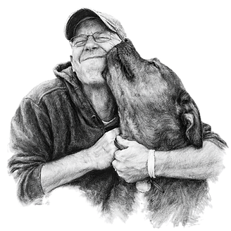 A Man and his Dog Sharing Love