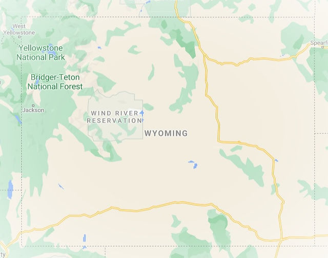 Google Image map view of Wyoming.