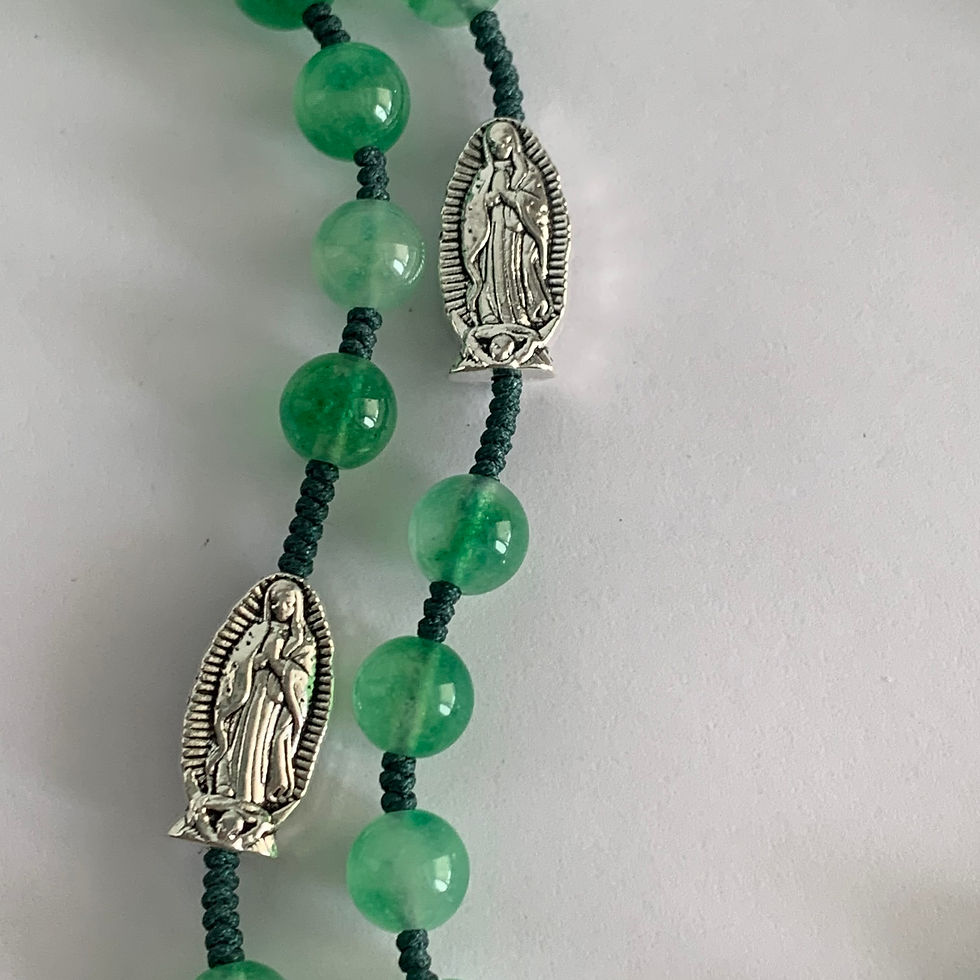 縮圖：Moss Agate Rosary(5단 청포도알 매듭묵주)