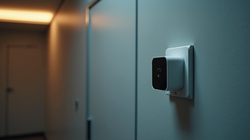 Eye-level view of a facial recognition device on a wall