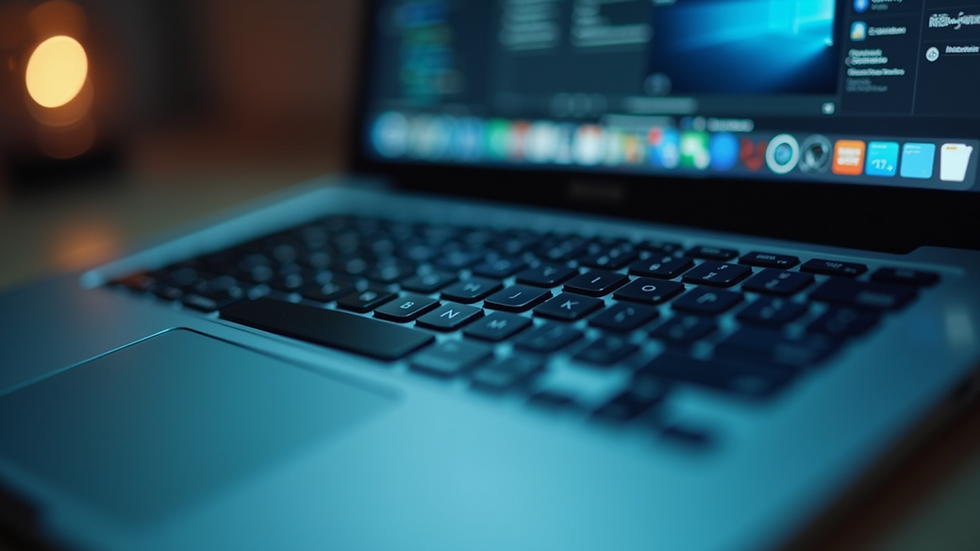 Close-up view of a laptop keyboard with a fingerprint scanner