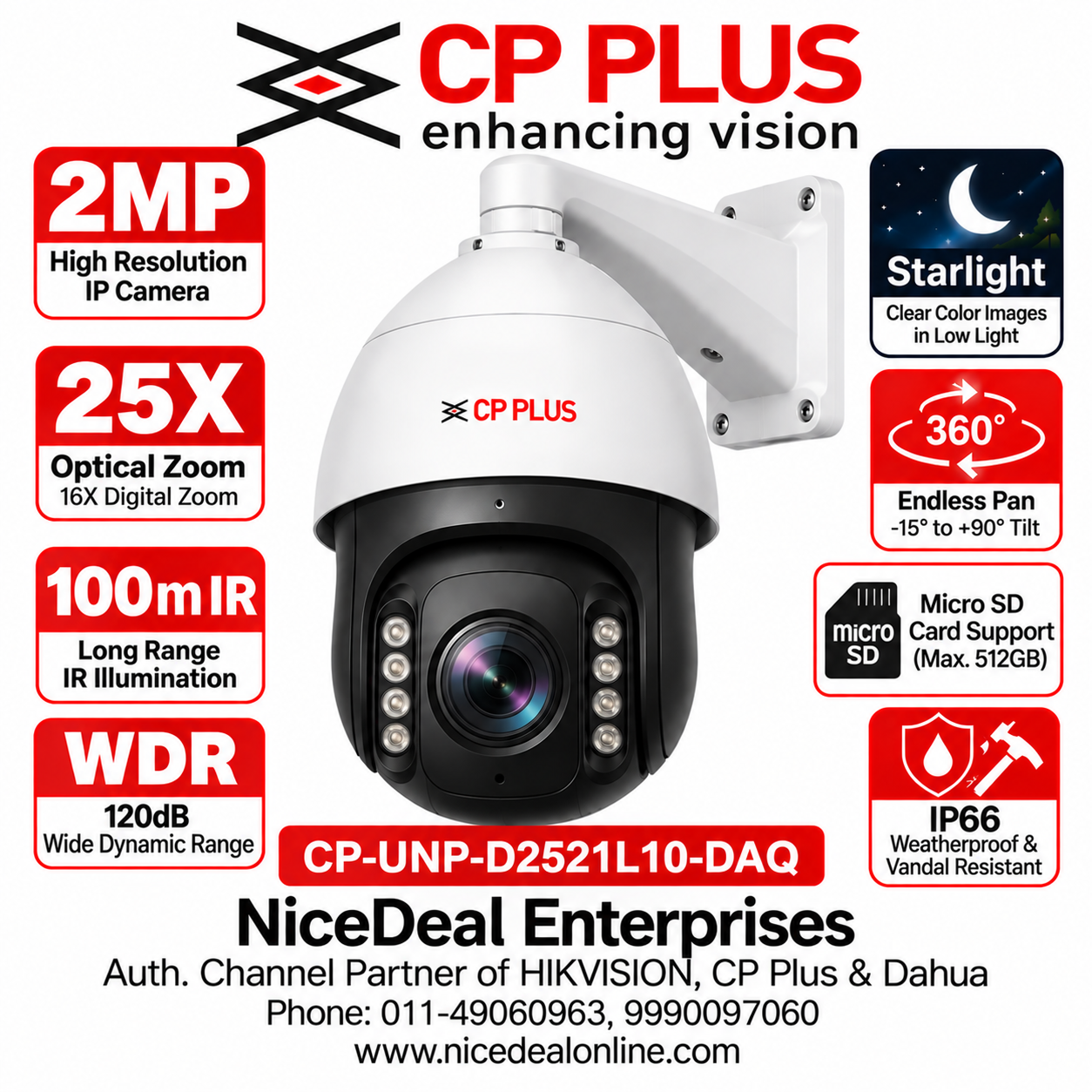 STQC | CP Plus IP 2MP 25x 100mtrs Network PTZ Camera | CP-UNP-D2521L10-DAQ