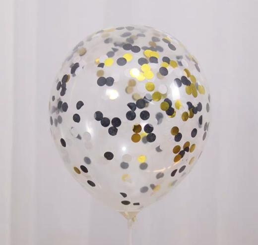Round confetti - black & gold $4