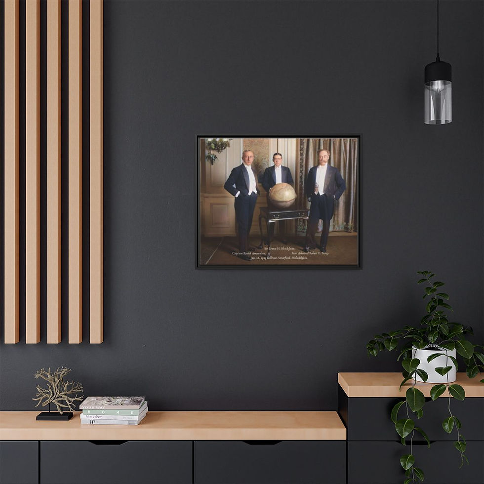 Thumbnail: Three Polar Stars Framed Canvas. Vintage Antarctica Remastered 