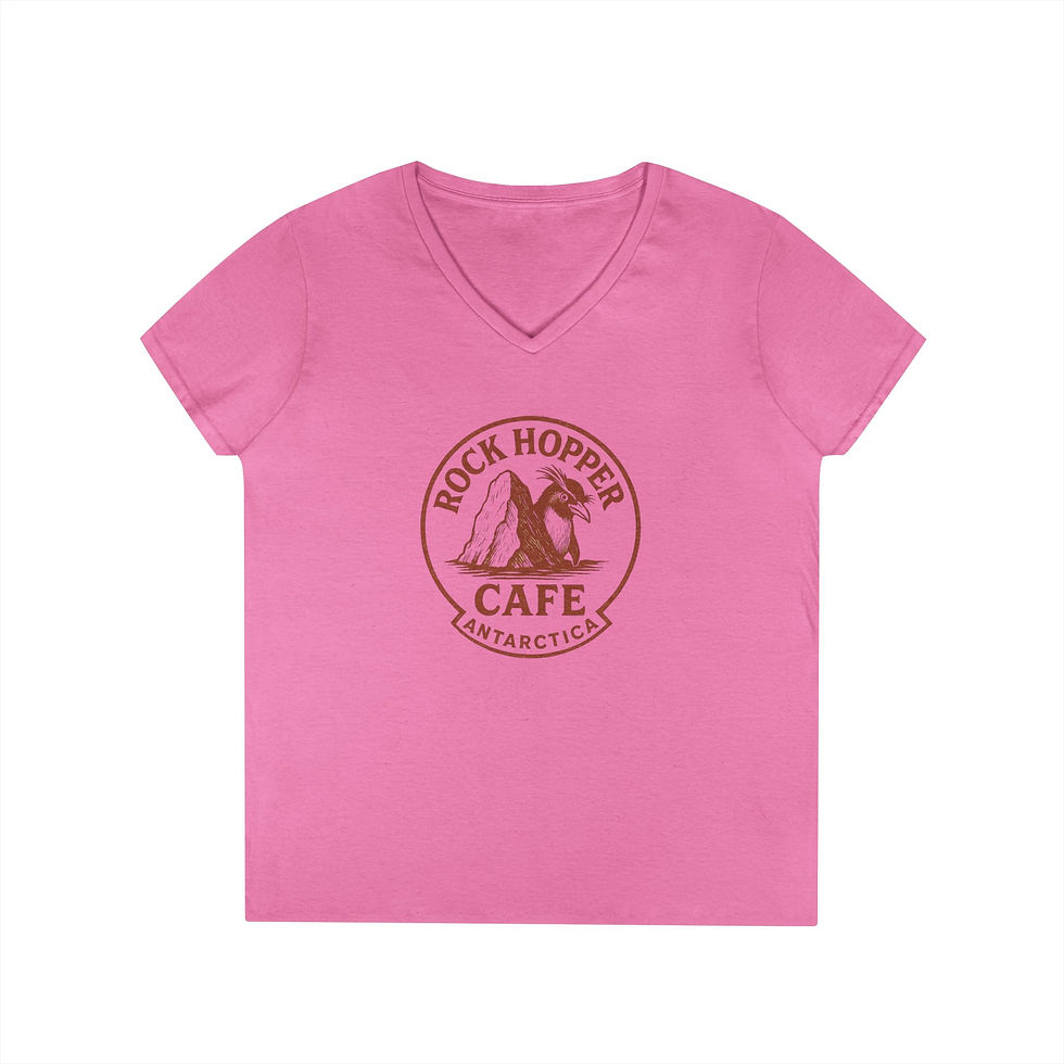 Thumbnail: Rock Hopper Cafe Antarctica Deep V-Neck T-Shirt for Women