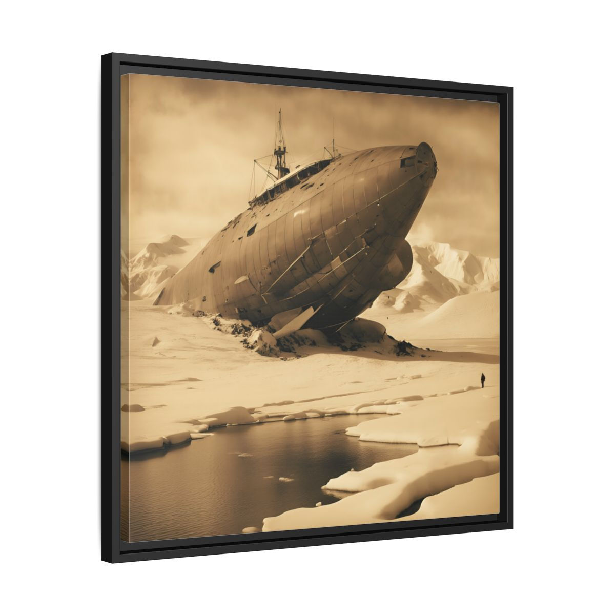 Elephant Island Landing 1917: Vintage Antarctica Editions. Sepia Art Print