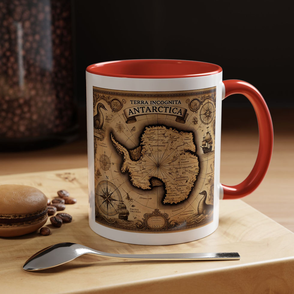 Thumbnail: Vintage Antarctica Map Accent Coffee Mug - Perfect for Adventurers