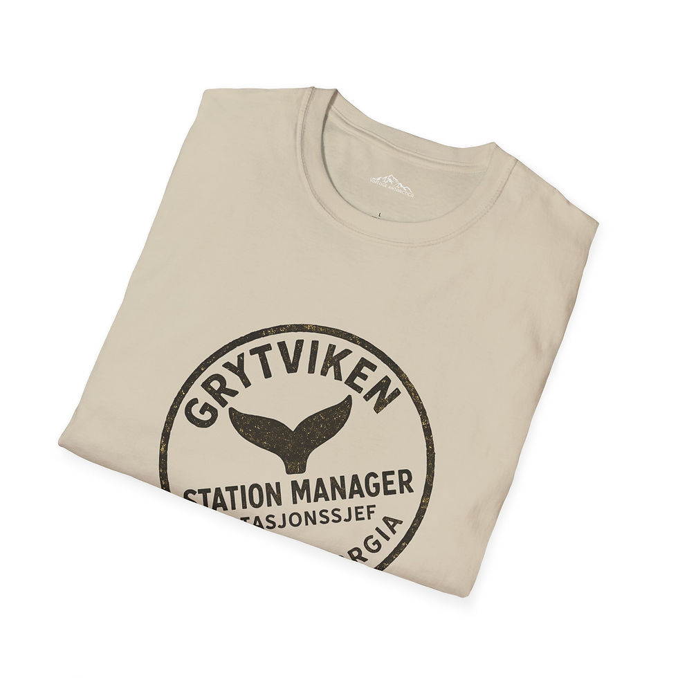 Thumbnail: Grytviken Station Manager South Georgia. Unisex T-Shirt from Vintage Antarctica