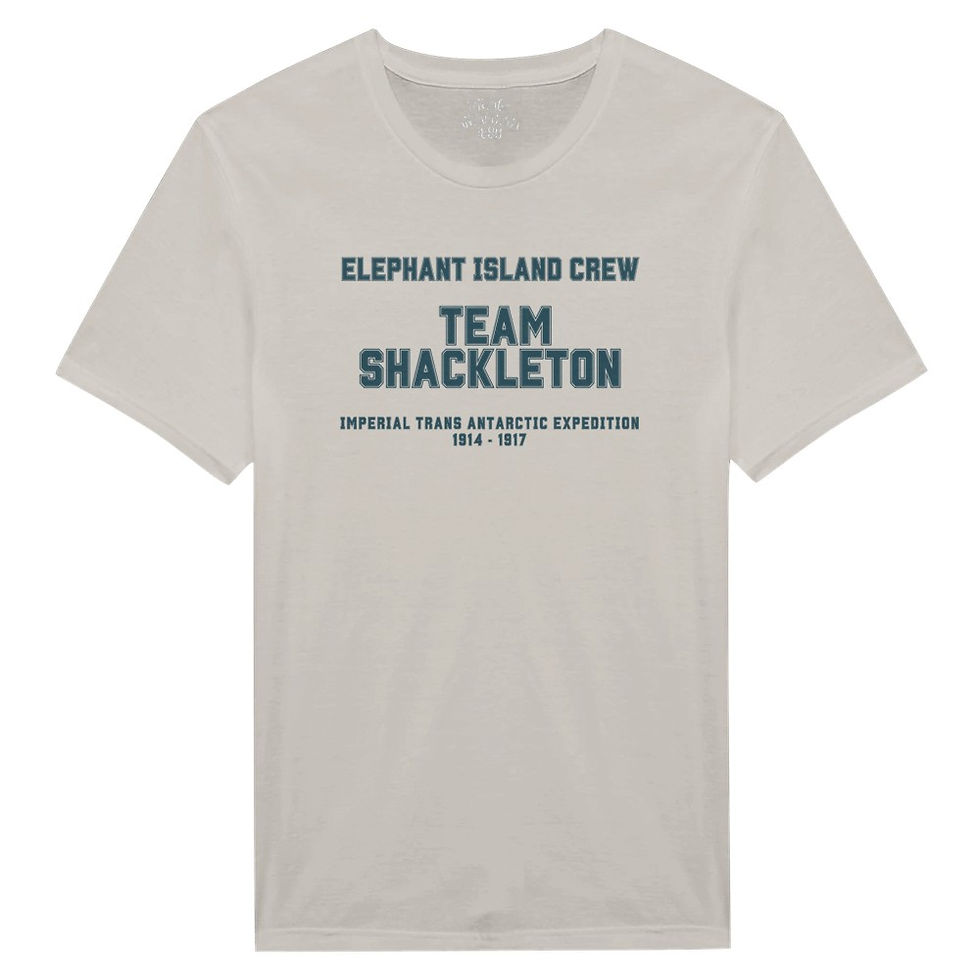 Thumbnail: Buff T Shirt with Elephant Island Crew text followed by Team Shackleton and Trans Antarctic Expedition 1913-1917