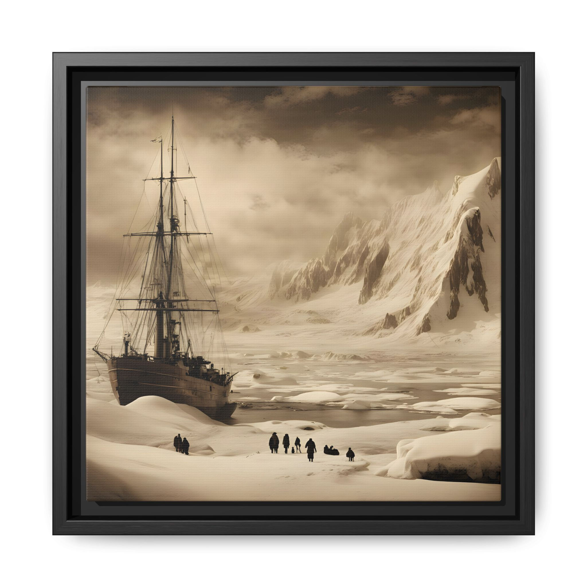 Antarctica Expedition Framed Matte Canvas - Vintage Polar Wall Art