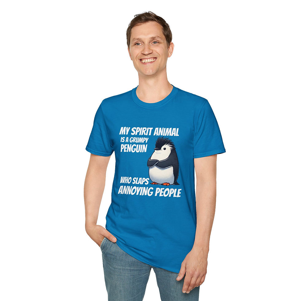 Thumbnail: Grumpy Penguin Unisex Tee. Fun Penguin T-Shirt from Vintage Antarctica