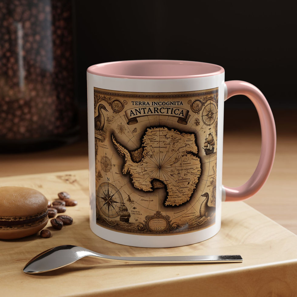 Thumbnail: Vintage Antarctica Map Accent Coffee Mug - Perfect for Adventurers