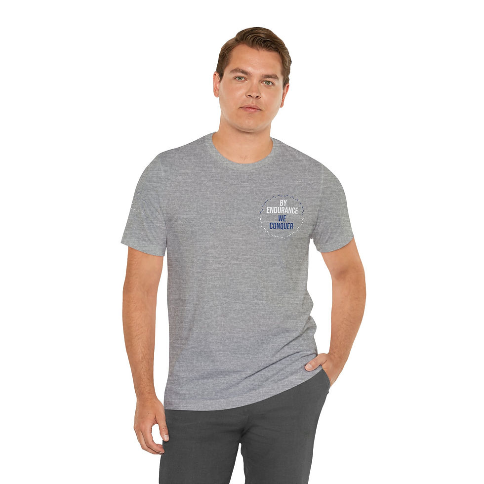 Thumbnail: By Endurance We Conquer Morse Code Tee. Legends Unisex Adventure T Shirt.
