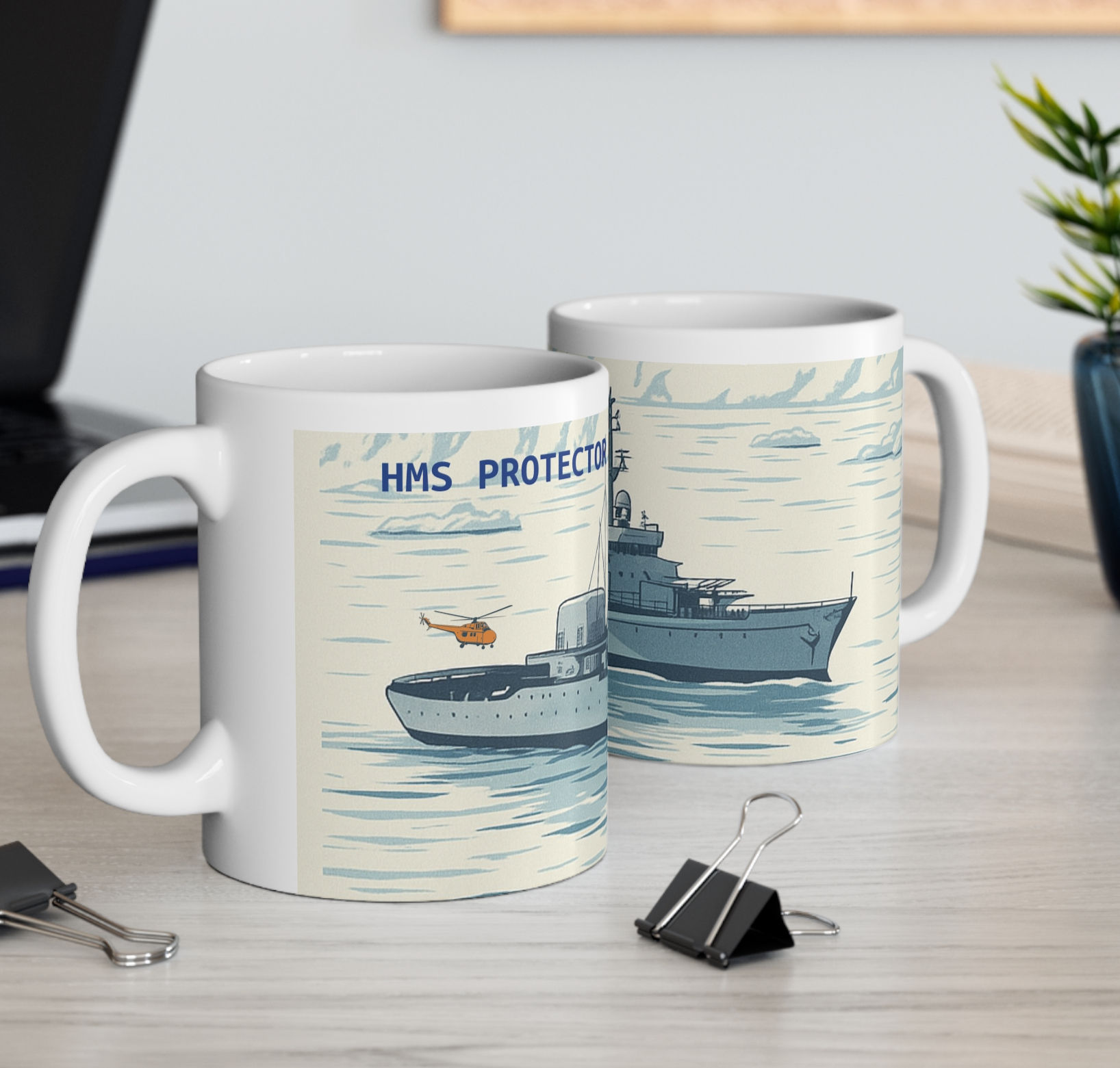 HMS Protector A146 Royal Navy Ice Patrol Nautical Ceramic Coffee Cup Mug
