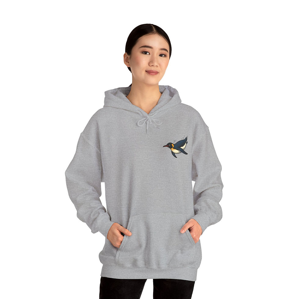 Thumbnail: Penguin Antarctic Swim Unisex Hoodie. Vintage Antarctica Original