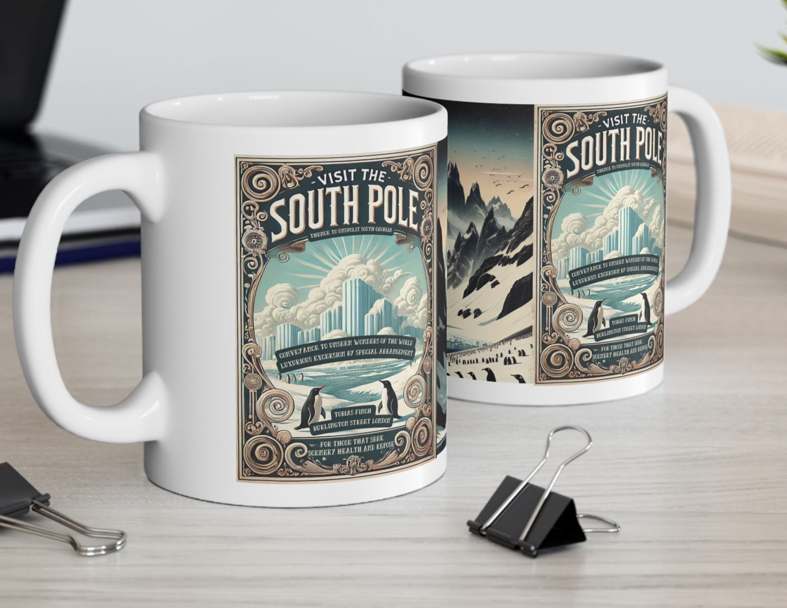 Visit The South Pole Tourist Poster. Vintage Antarctica. 11oz, 15oz Mug