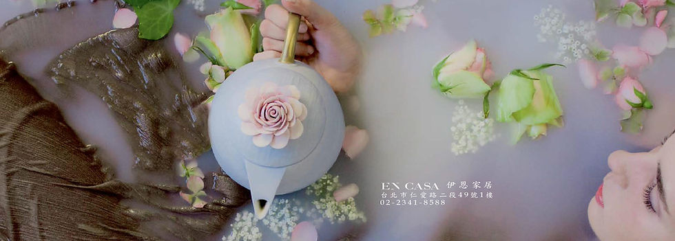 Dreamy romantic tea set with roses in a milk bath.