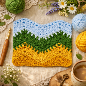 Mountain Landscape Chevron Pattern