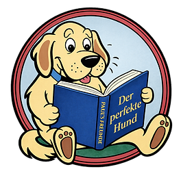 Paul's Freunde Logo: Hund mit Buch in den Pfoten beim Lernen