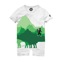 A181241 Dinosaur Mountain Big foot Sighting Romper Front.jpg