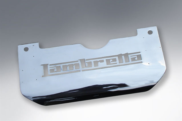 Thumbnail: Lambretta splash plate - Series 3 and GP / DL, stainless steel - 'Lambretta'