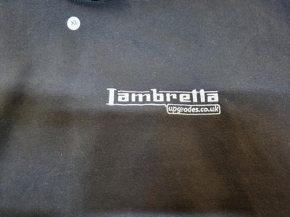 Thumbnail: Clothing - Hoodie with Lambretta upgrades logos - BLACK with white writing