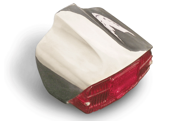 Lambretta rear light unit - complete, series 2 & late series 1 - polished ally.