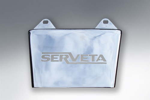 Rear mudflap - Stainless steel, laser cut Serveta logo | Lambretta Upgrades