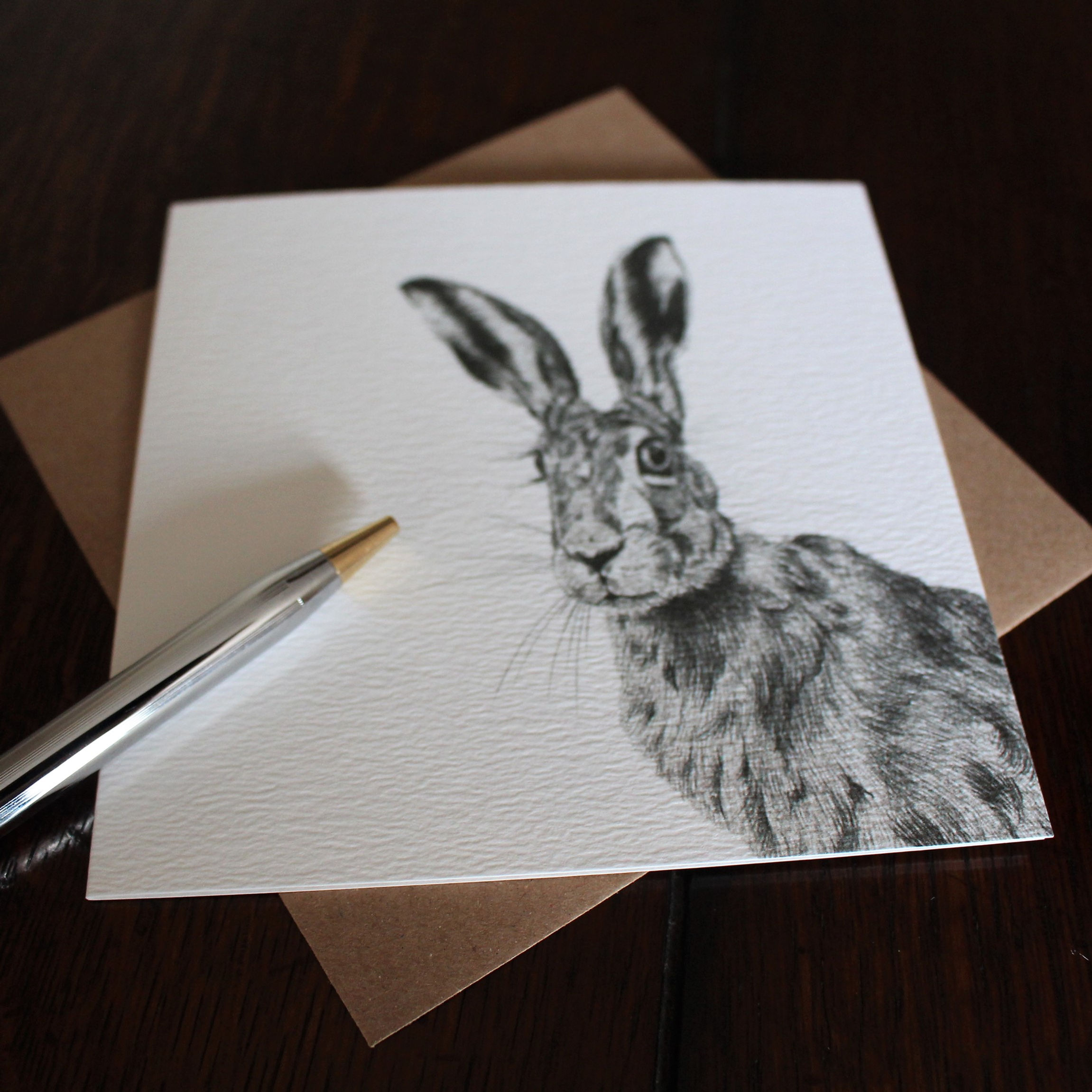 Brown Hare Drawing Greetings Card