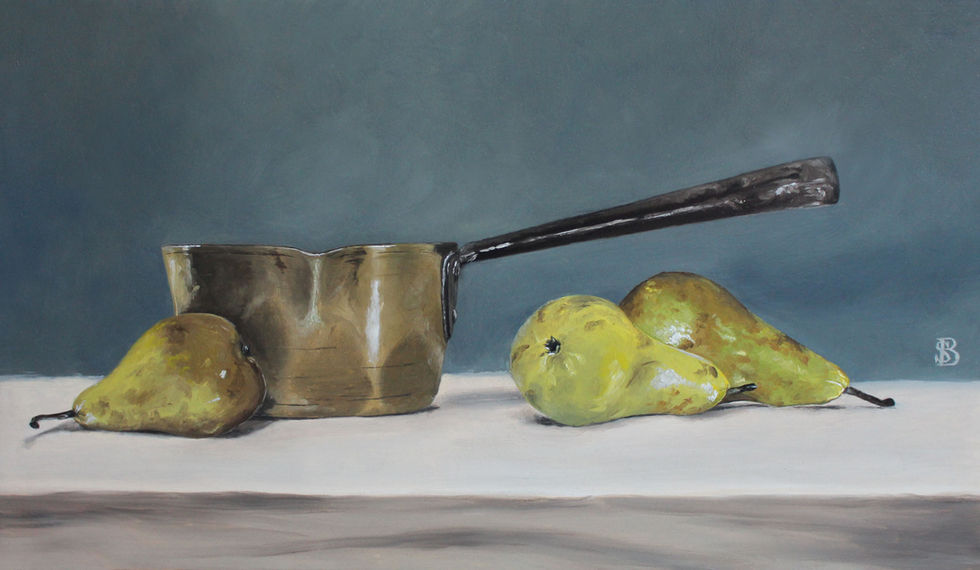 Copper Pan & Three Pears