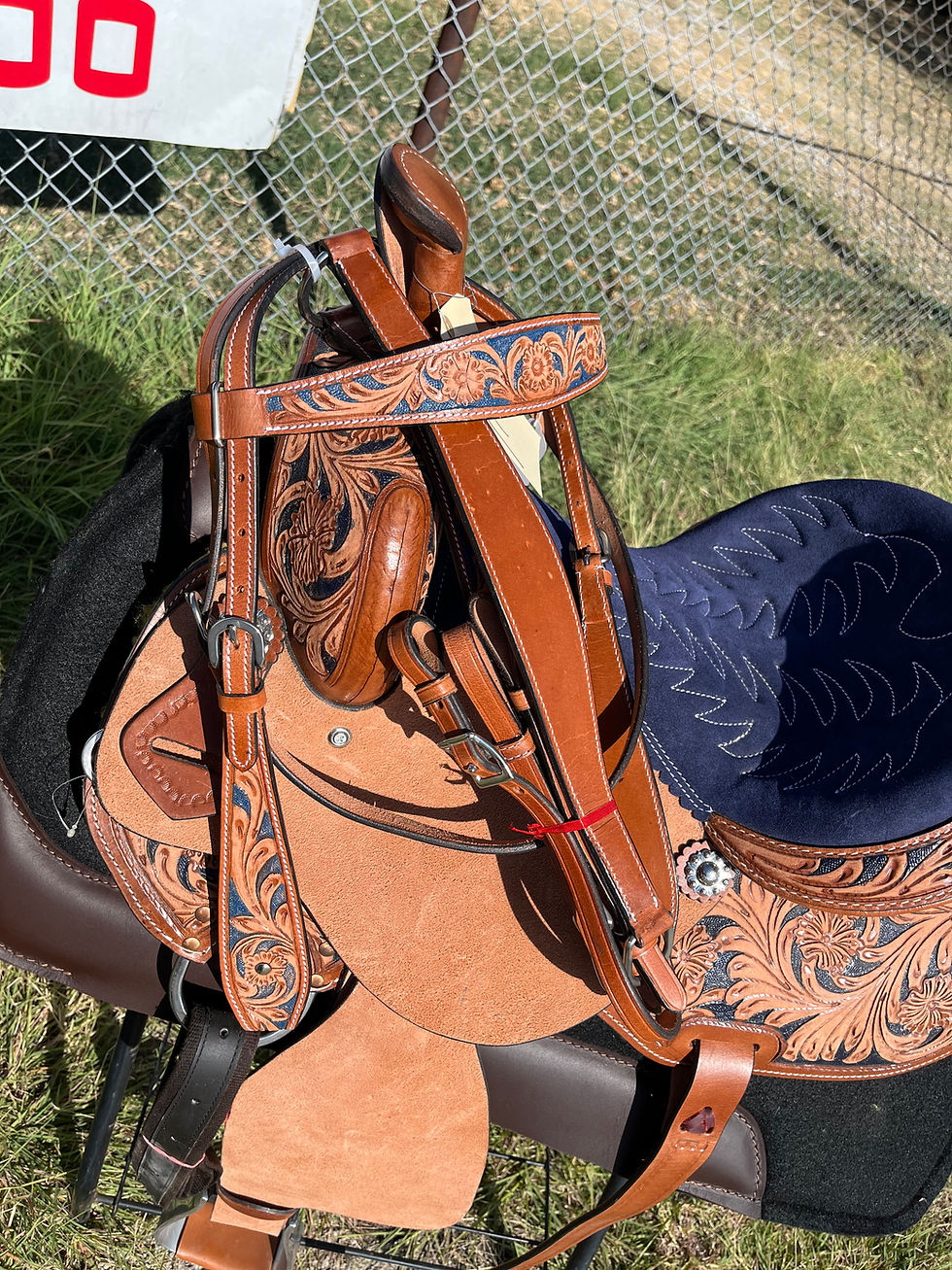 Thumbnail: 14” Navy Blue Rough Out Barrel Saddle