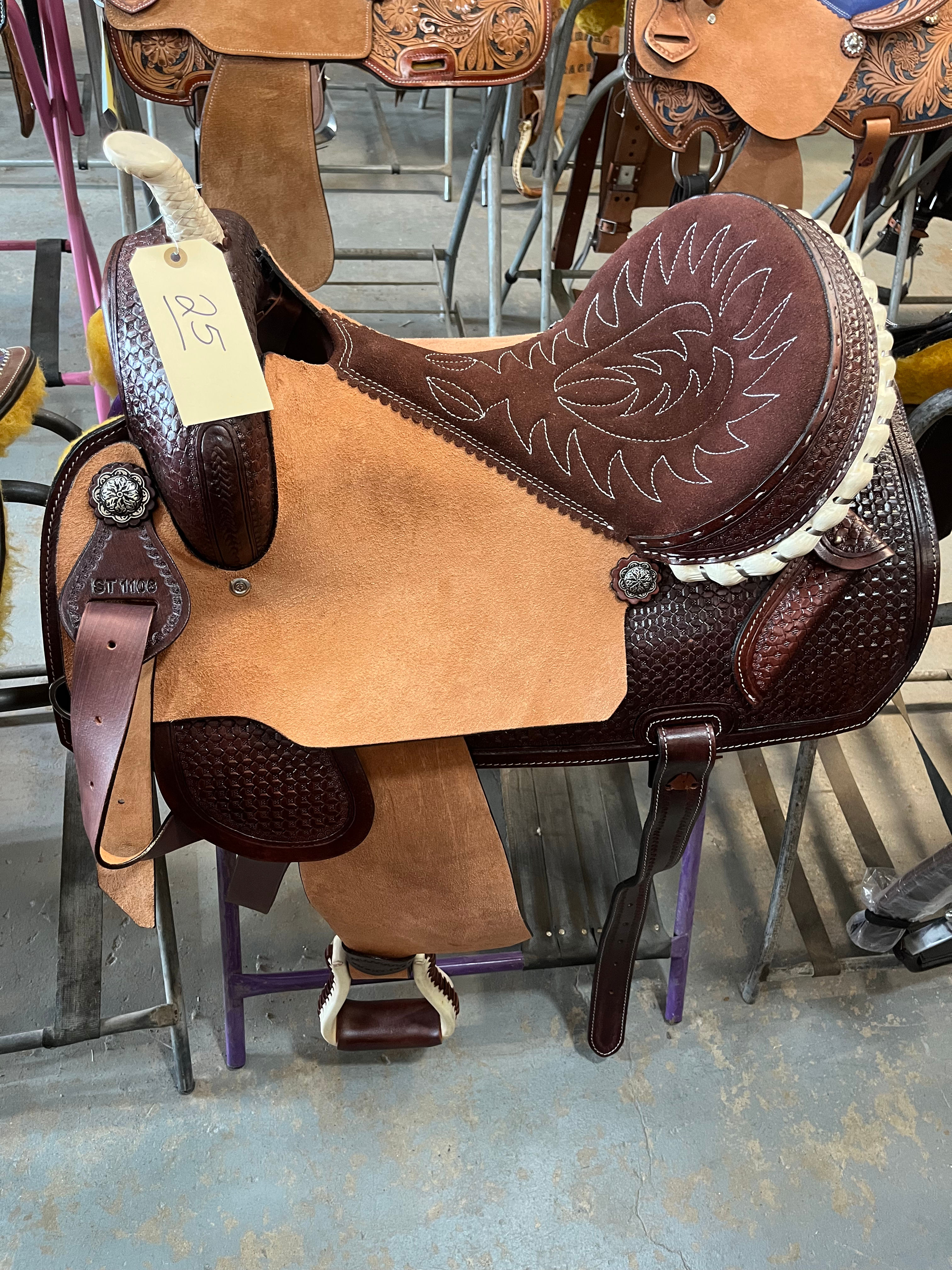 16” Basket Weaved w/ Rough Out Barrel Saddle