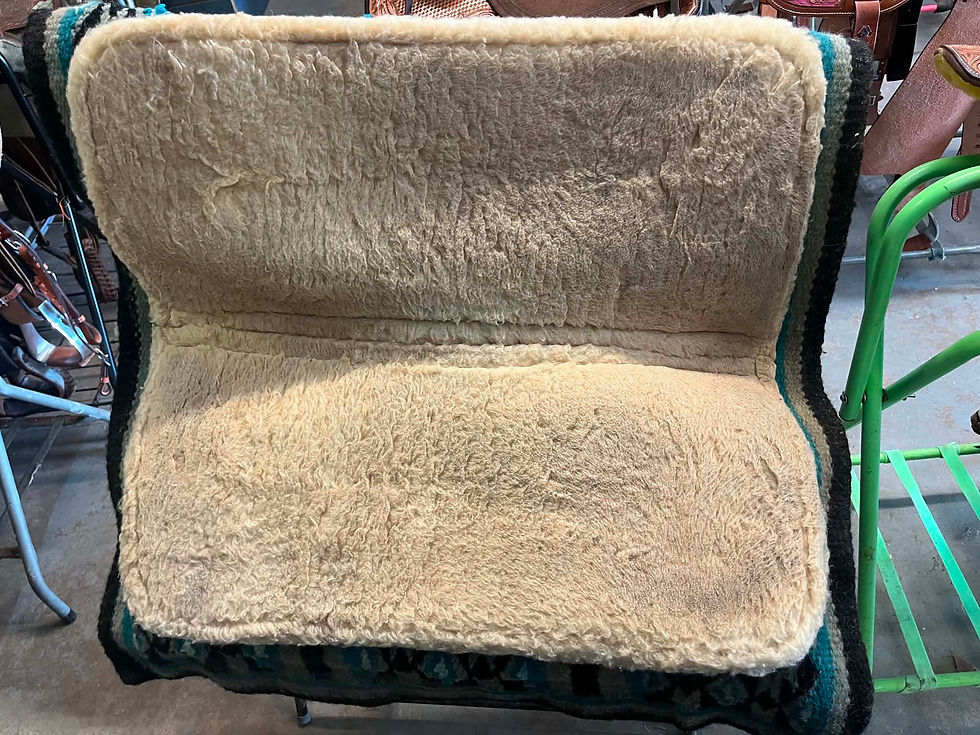 Thumbnail: Blue & Black Wool Saddle Pad w/Leather