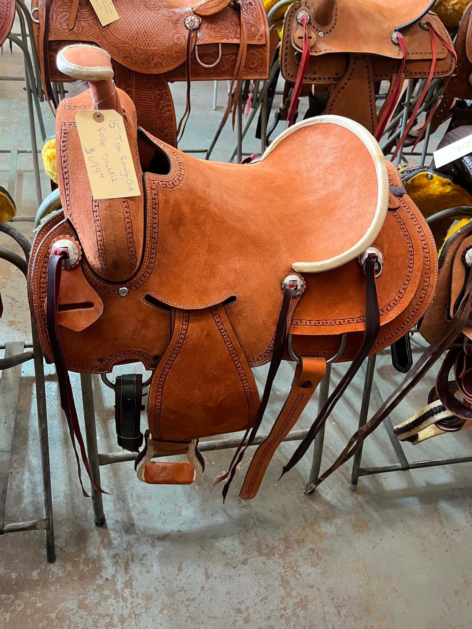 15" Tan Rough Out Roper Saddle