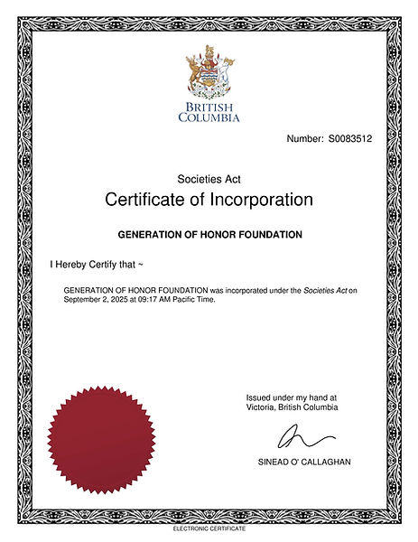 INCORPORATION CERTIFICATE