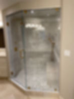 Door With Fixed Panel Set In Clips - Satin Brass
