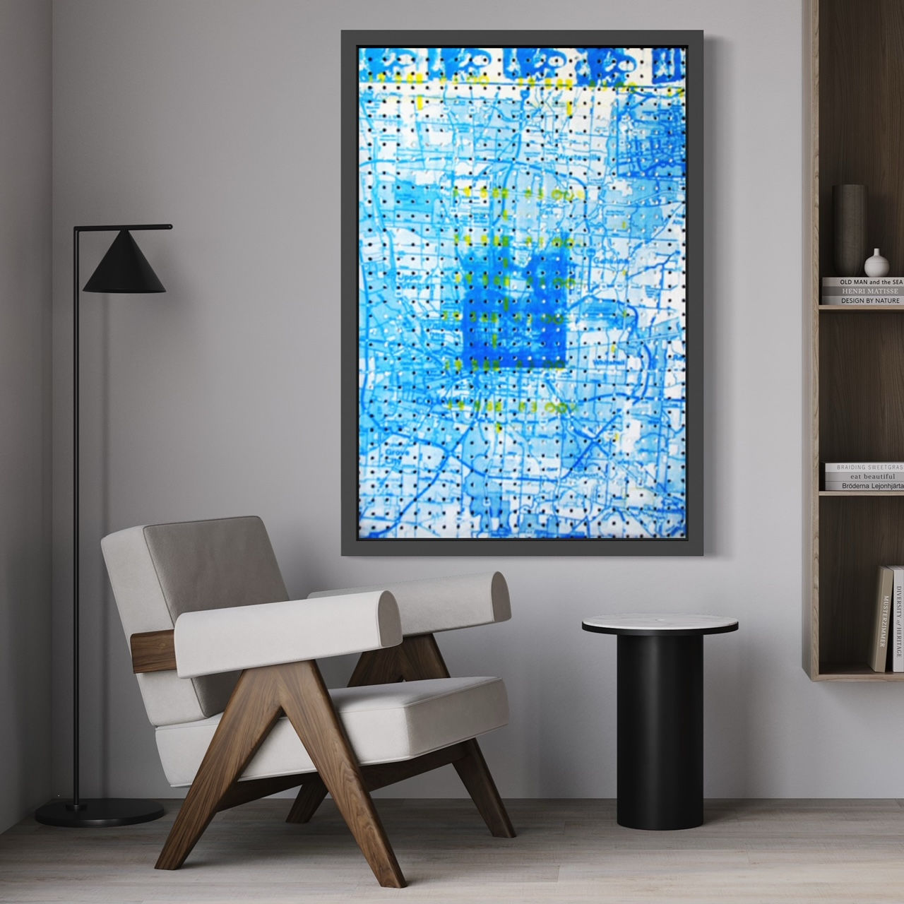 "Mona CBUS Map" 48"x24" framed  original handmade silkscreen on pegboard 1/1