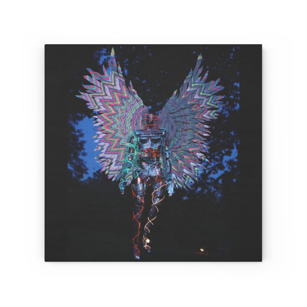 PRINT: Angel Sculpture 7.8" × 7.8" print on Wood Canvas