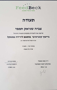 תעודת סיום  - ייעוץ קוגניטיבי מותאם לירידה במשקל - CBT