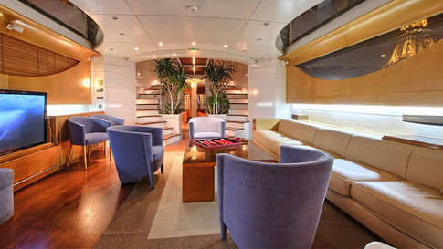 Luxuriously designed and contemporary yacht interior
