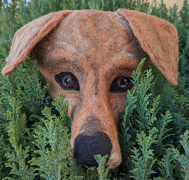 Red Labrador mask by Valerian Fibres