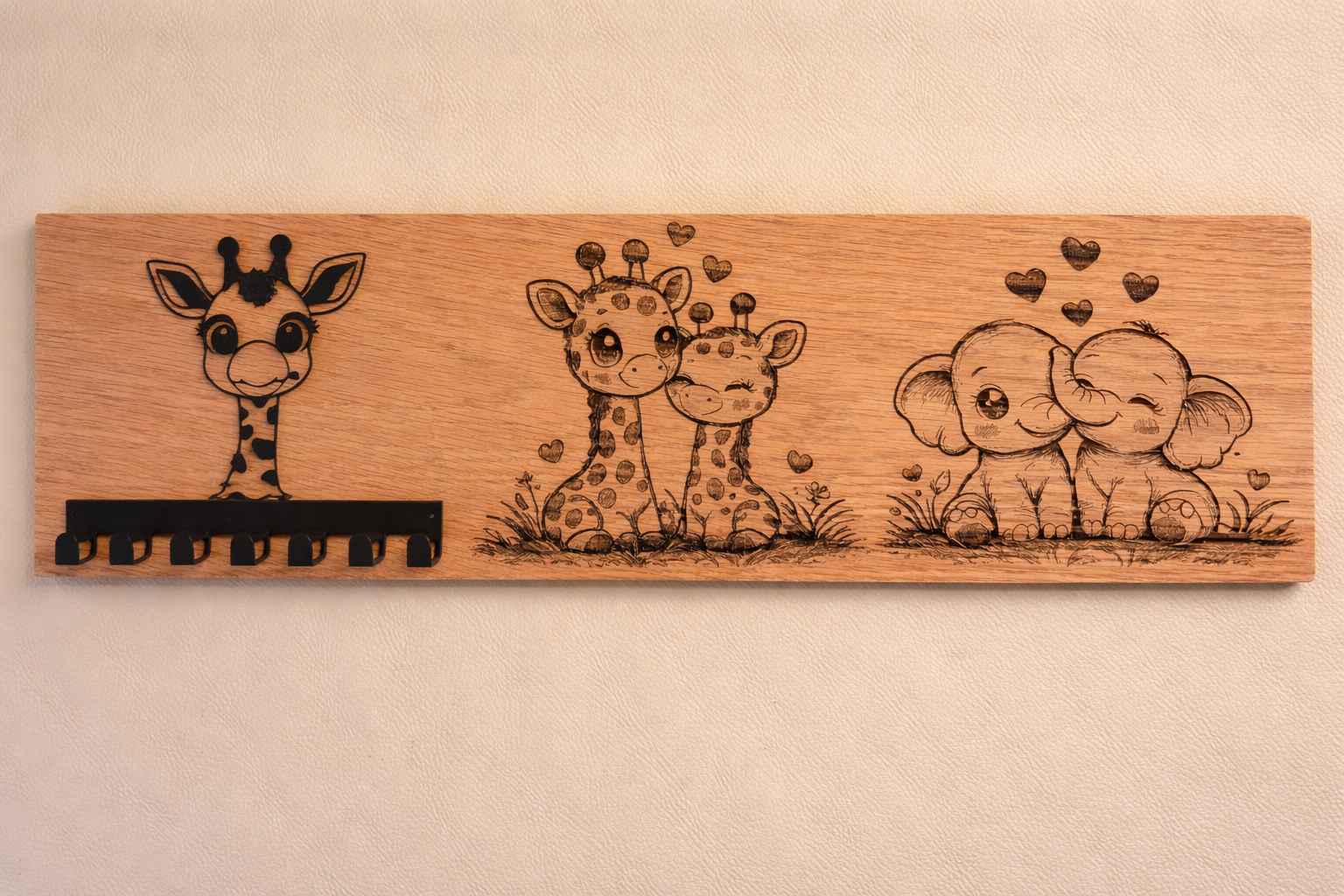 Little Safari Love – 20” Red Oak Nursery Coat Rack